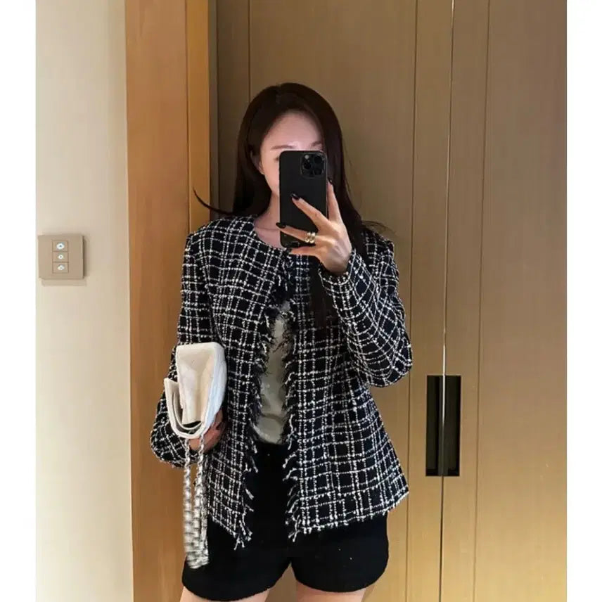 [BUNJANG] The Row Fringe Tweed Jacket Navy / 더로앙 프린지 트위드 자켓 s 네이비