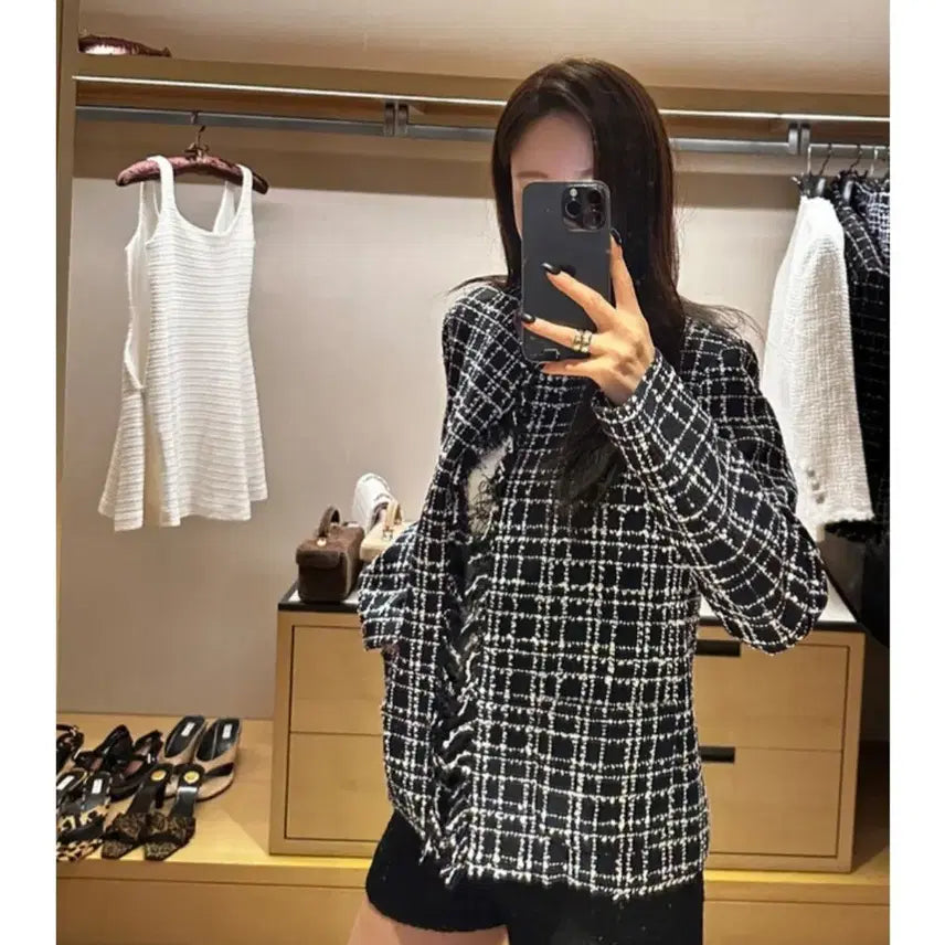 [BUNJANG] The Row Fringe Tweed Jacket Navy / 더로앙 프린지 트위드 자켓 s 네이비
