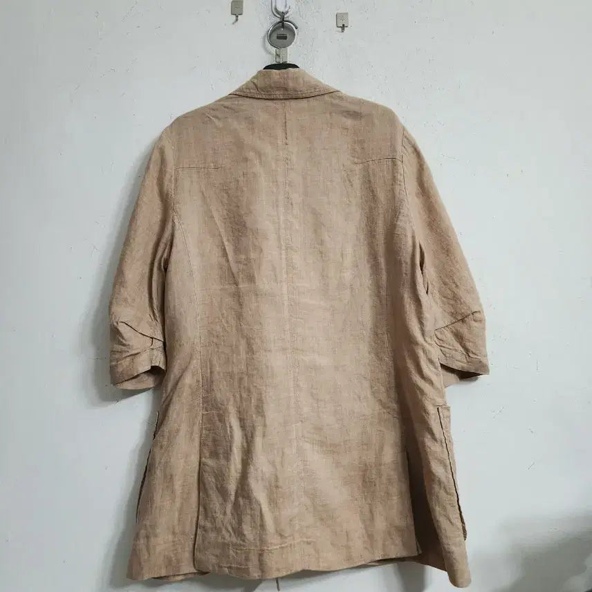 [BUNJANG] Linen Short-Sleeve Jacket Beige / 린넨 반팔 자켓 베이지색