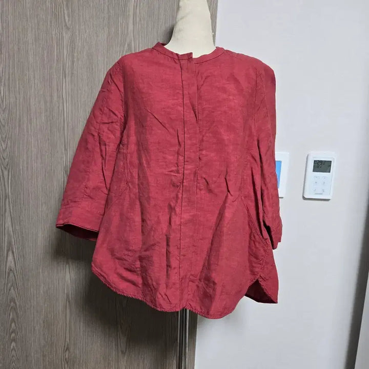 [SOLD OUT] 이새 레드 차이나넥 마소재 셔츠 블라우스