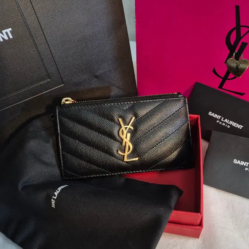 [BUNJANG] Saint Laurent Monogram Matelassé Quilted Card Wallet Black / [생로랑] 모노그램 마틀라세 퀼팅 카드지갑 블랙