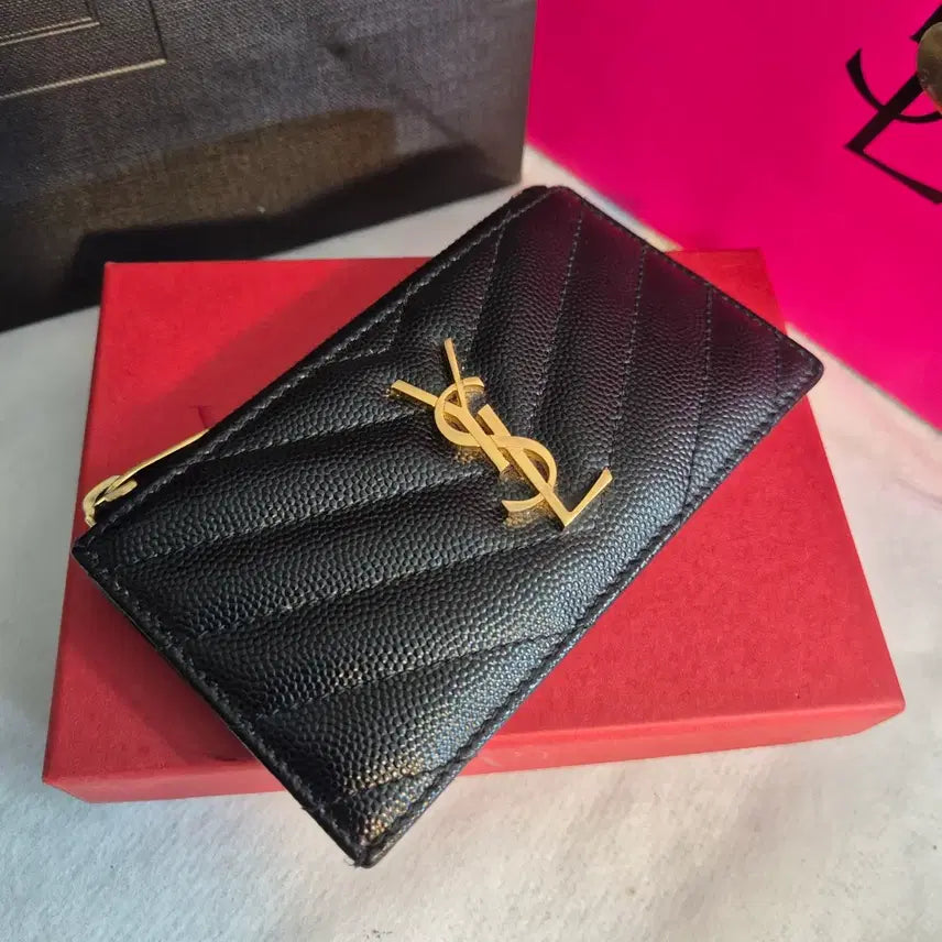 [BUNJANG] Saint Laurent Monogram Matelassé Quilted Card Wallet Black / [생로랑] 모노그램 마틀라세 퀼팅 카드지갑 블랙