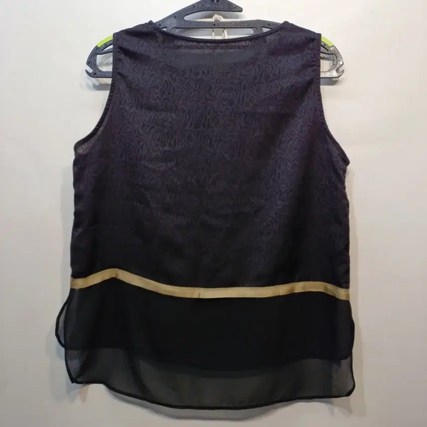 [BUNJANG] Black Pattern Layered Sleeveless Blouse / 블랙 패턴 레이어드 민소매 블라우스85사이즈 여름  64199