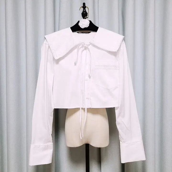 [BUNJANG] ZARA Peter Pan Collar Crop Shirt / 자라 신상 피터팬 카라 크롭 셔츠
