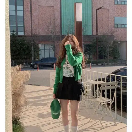 [BUNJANG] A.B.BLE Green Cardigan / 에이비글 진초록 가디건