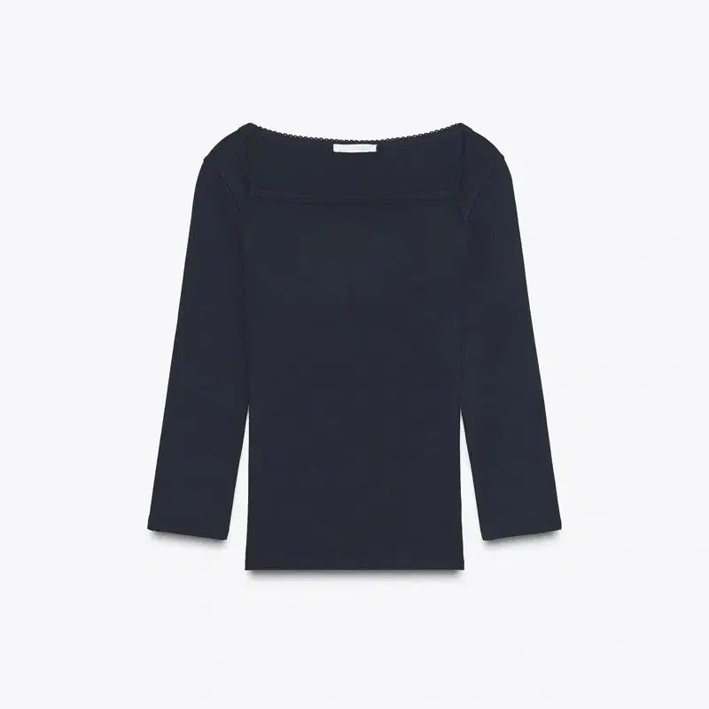[SOLD OUT] ZARA 자라 모달코튼 스퀘어넥 긴팔 티셔츠 네이비