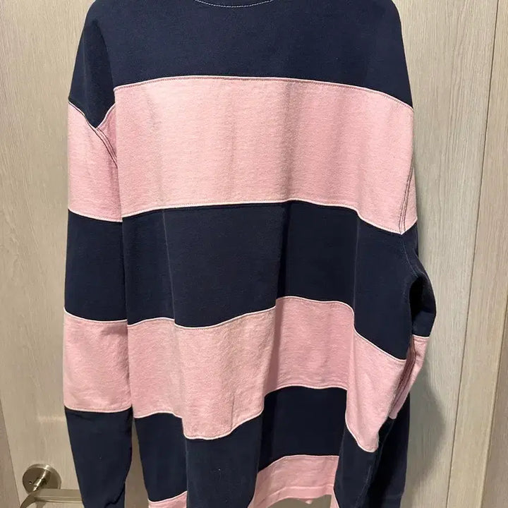 [SOLD OUT] 폴로 랄프로렌 럭비 핑크 스트라이프 긴팔티 xl