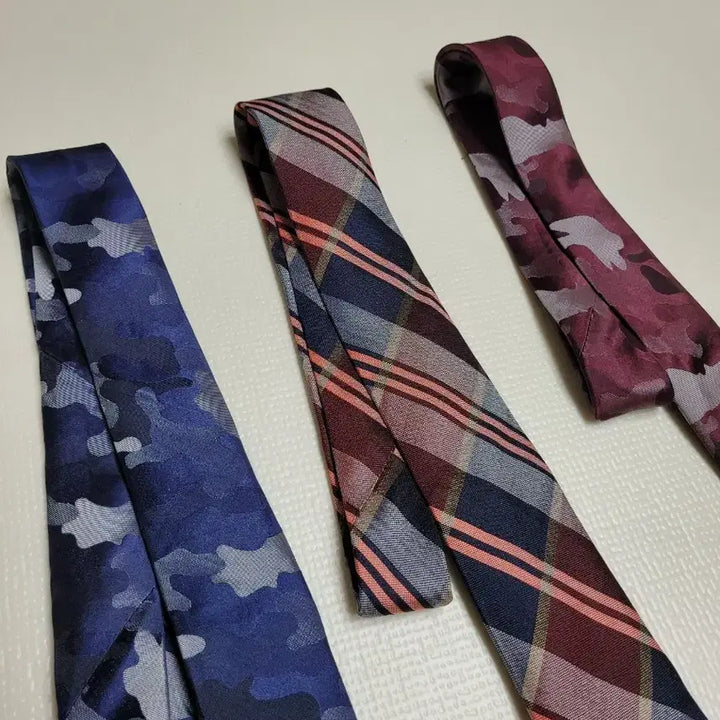 [BUNJANG] Necktie Set (Camo, Checkered Navy, Orange, Burgundy) / 넥타이 3종 (까모, 체크 패턴 네이비, 오렌지, 버건디)