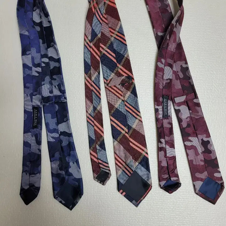 [BUNJANG] Necktie Set (Camo, Checkered Navy, Orange, Burgundy) / 넥타이 3종 (까모, 체크 패턴 네이비, 오렌지, 버건디)