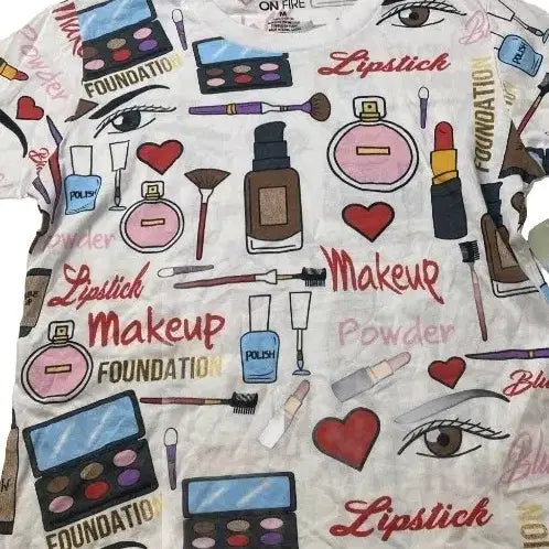 [BUNJANG] Makeup Pattern Imported T-Shirt / 메이크업 패턴 티셔츠 수입