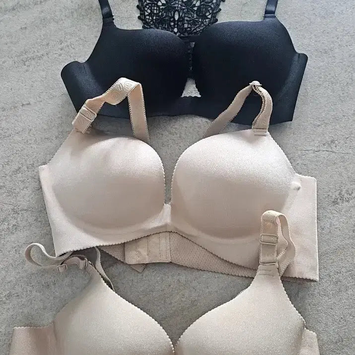 [BUNJANG] Black Lace Bra Set / 레이스 백 블랙 브라 (일괄)