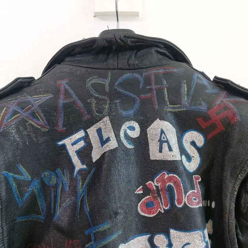 [BUNJANG] American Vintage Punk Leather Biker Jacket / 아메리칸 빈티지 펑크 레더자켓