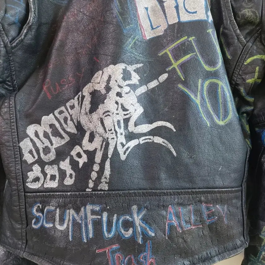 [BUNJANG] American Vintage Punk Leather Biker Jacket / 아메리칸 빈티지 펑크 레더자켓