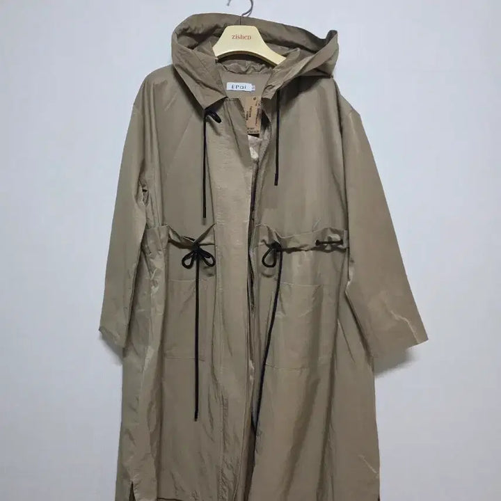[BUNJANG] Long Beige Windbreaker Jacket / 셔링 바람막이