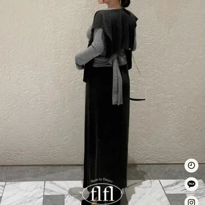 [BUNJANG] Flat Per Mellow Angora Knit Maxi Long Skirt / [플랫퍼] 멜로우 앙고라 니트 기모 스트링 맥시 롱스커트 블랙