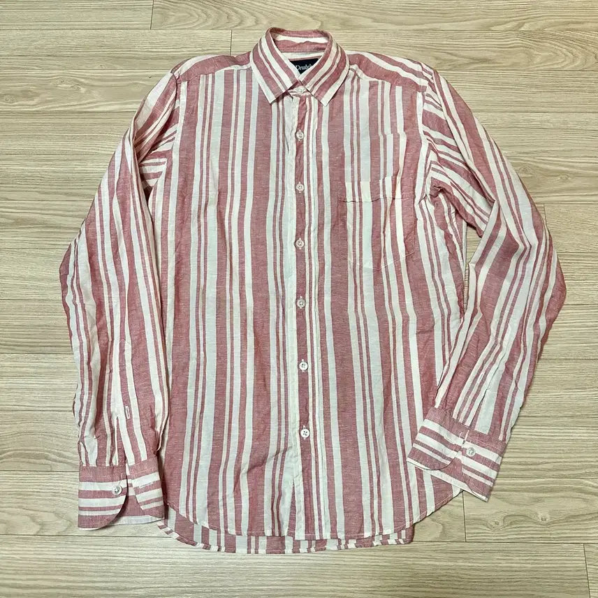 [SOLD OUT] 드레익스 리넨/코튼 셔츠 레드 스트라이프 S
