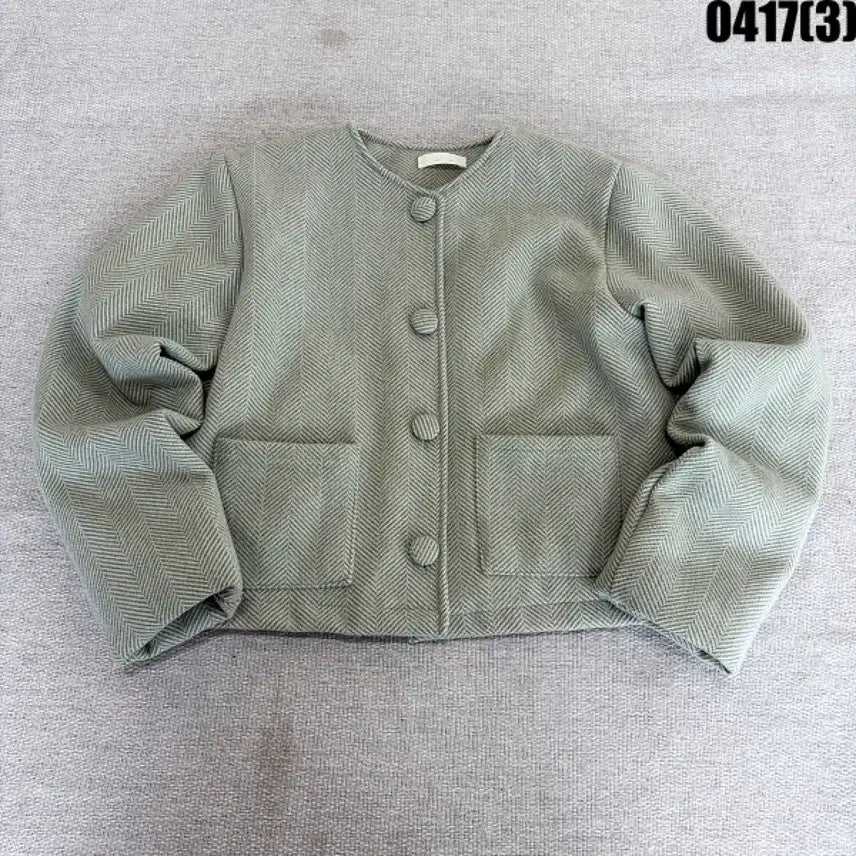 [BUNJANG] J2 Herringbone Collarless Short Jacket / J2 헤링본 노카라 숏 자켓 0417(3)