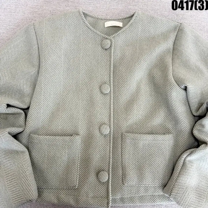 [BUNJANG] J2 Herringbone Collarless Short Jacket / J2 헤링본 노카라 숏 자켓 0417(3)