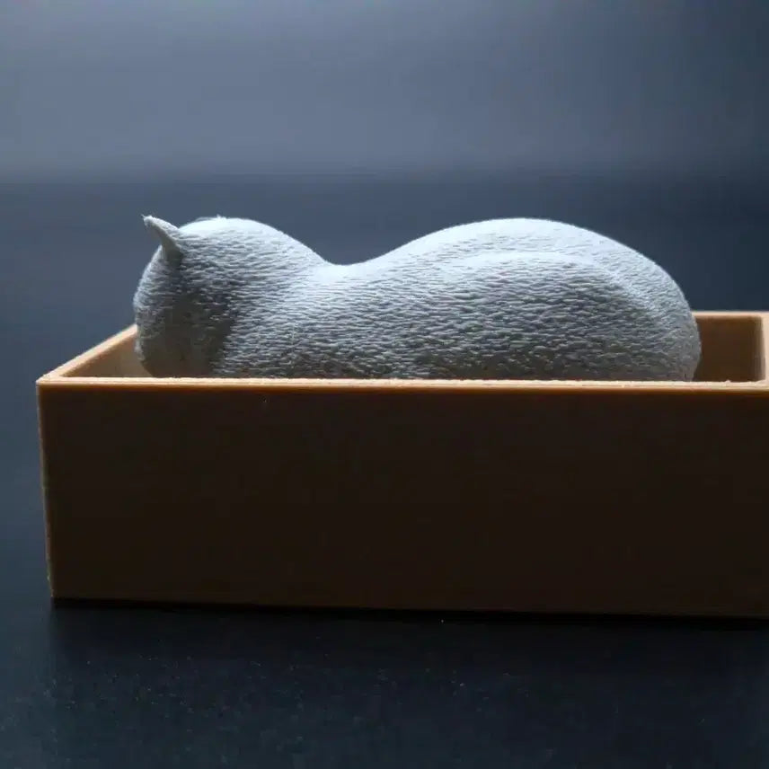 [BUNJANG] Designer Gray Cat Figure / (1개 한정판매) 복슬복슬 회색고양이 박스 클리커 클릭커 피젯토이 피규어
