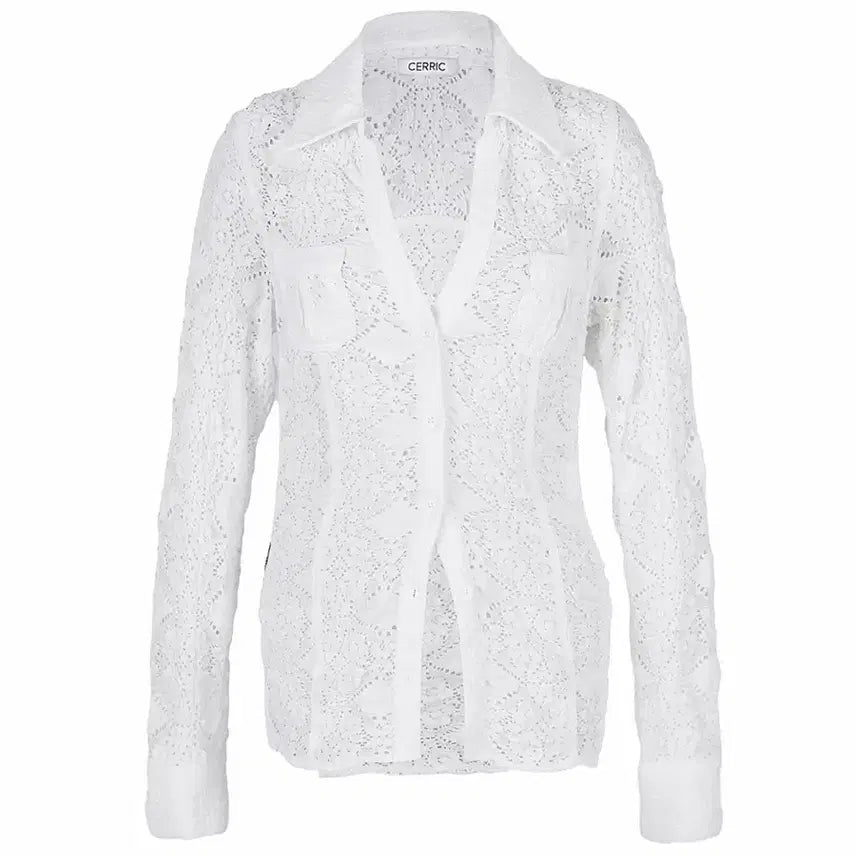 [BUNJANG] Cerric 세릭 RUFFLE LACE SHIRT 레이스셔츠 openyy / Cerric 세릭 RUFFLE LACE SHIRT 레이스셔츠 openyy