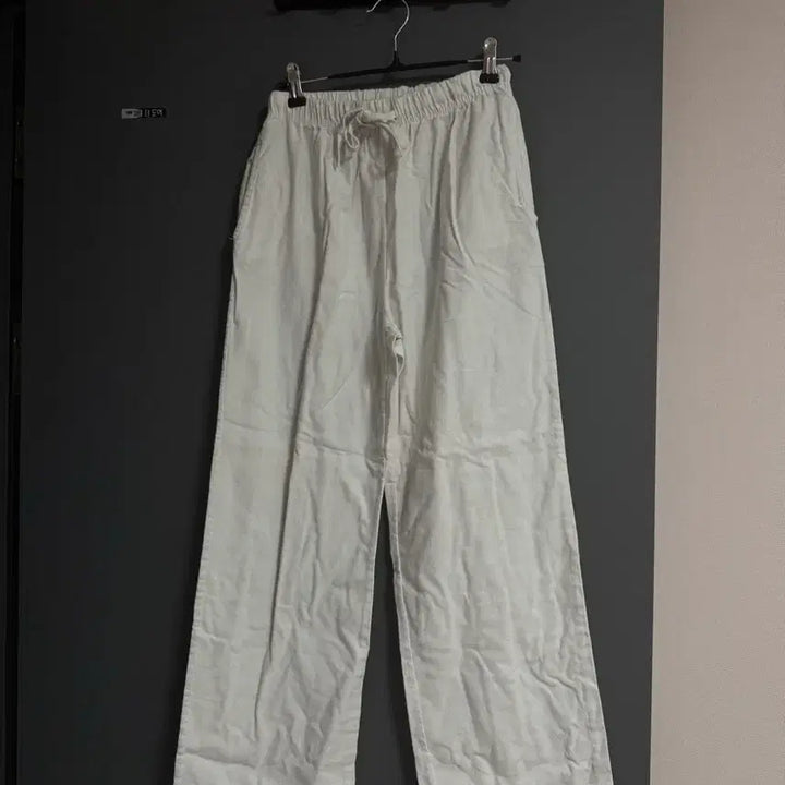 [SOLD OUT] 화이트 와이드 린넨 밴딩 팬츠