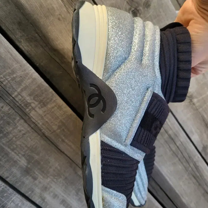 [BUNJANG] Chanel Slip-on Sneakers Black/Silver (Size 36) / 정품)샤넬 스니커즈 블랙/실버 슬립온 운동화 36
