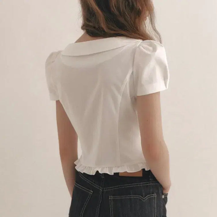 [BUNJANG] Flohm Hani Short Sleeve Blouse White XS / 플로움 하니 반팔 블라우스 화이트 XS(44-55)사이즈 판매합니다.