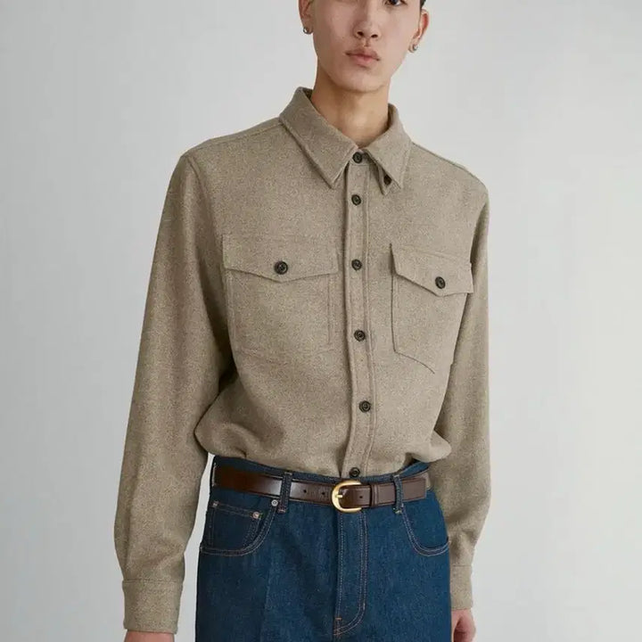 [SOLD OUT] 새제품) 렉토 포켓 오피스 셔츠 자켓 라이트카키 카키베이지 M