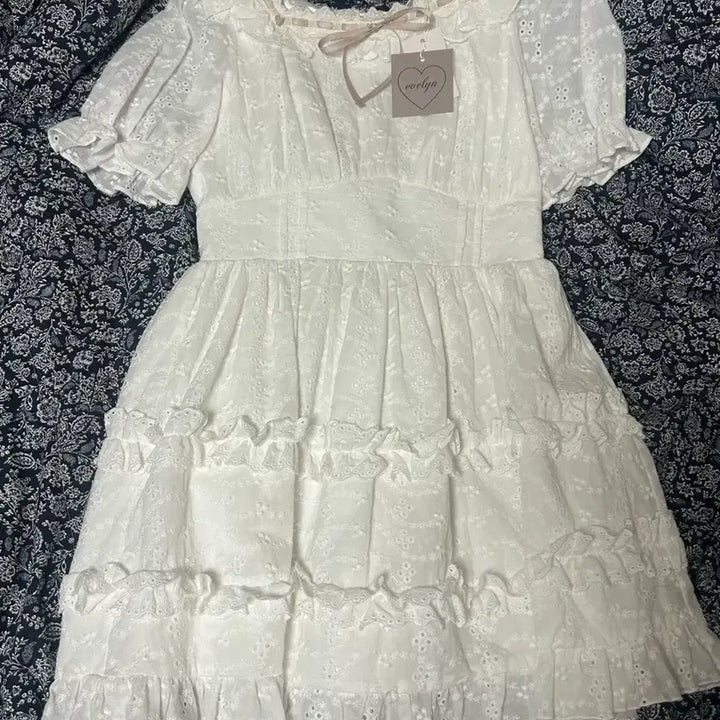 [BUNJANG] Evelyn White Frill Cotton Mini Dress / 에블린 화이트 프릴 코튼 미니 원피스 스나계 양산형 일브