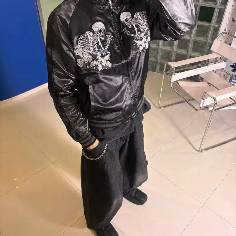 [BUNJANG] Japanese Brand Skull Japanese Pattern Sukajan / JAPANESE BRAND 재팬 해골 일본식 패턴 스카잔