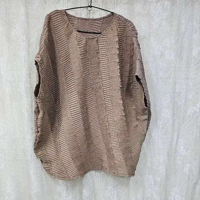 [SOLD OUT] 브라운 주름 반팔 블라우스
