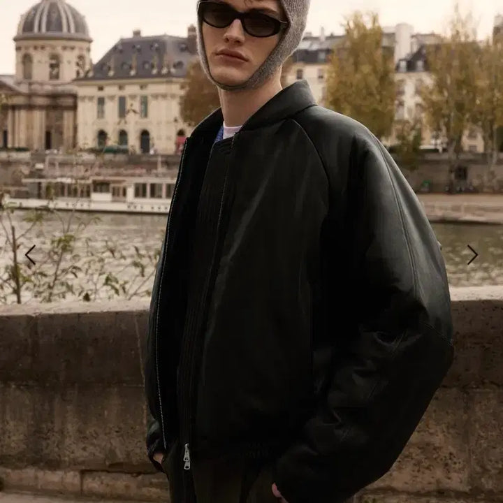 [BUNJANG] Stu Padded Lambskin Bomber Leather Jacket / 급처 stu 25fw 패디드 렘스킨 봄버 가죽자켓