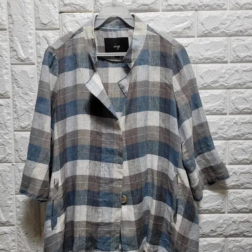 [BUNJANG] ING Checked Linen Jacket / ing 체크무늬 린넨 자켓