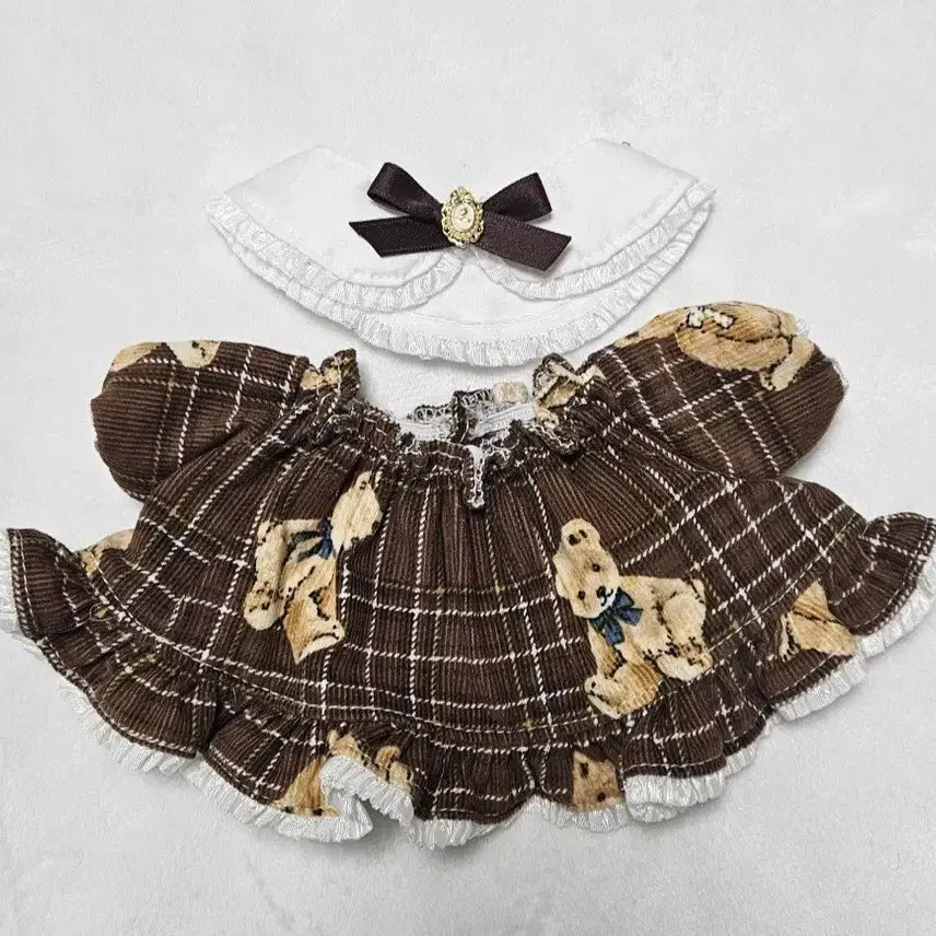 [BUNJANG] Petit Atelier Bear Dress (Ribbon Brown) / 20cm솜인형옷 오늘까지만 판매
