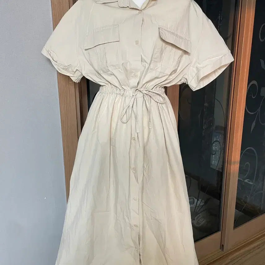 [BUNJANG] Beige Shirt Long Dress / 베이지색 셔츠 원피스