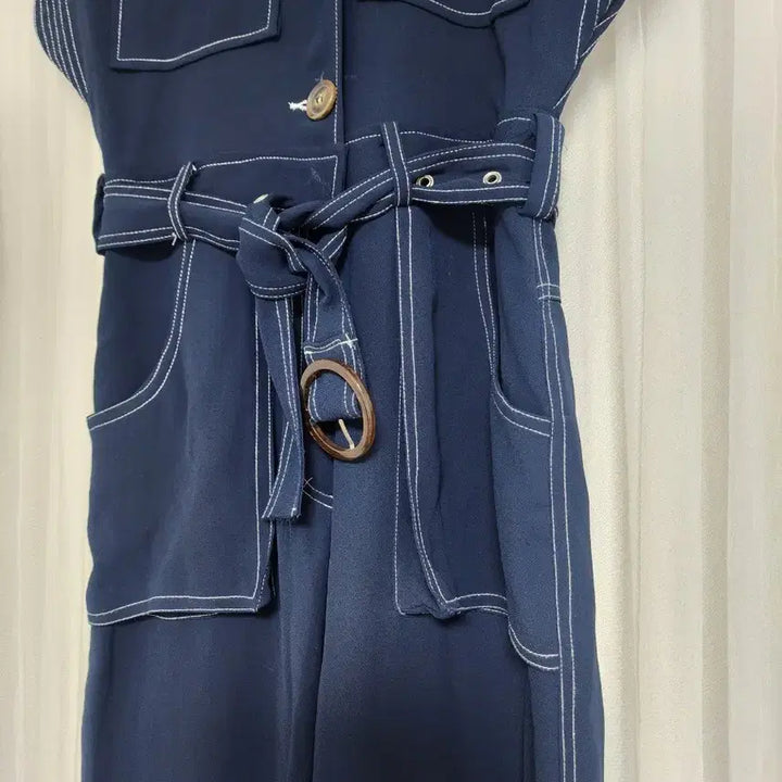 [BUNJANG] Navy Short Sleeve Jumpsuit / 네이비 점프수트