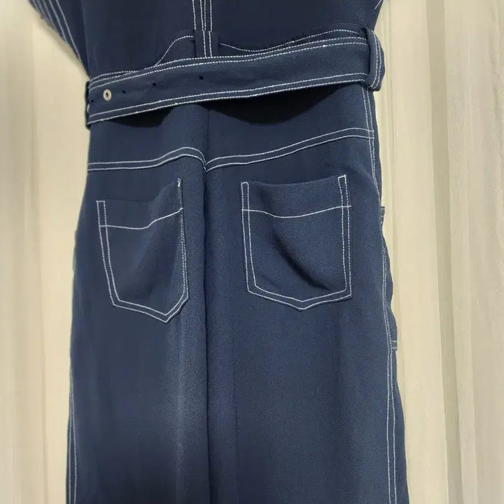 [BUNJANG] Navy Short Sleeve Jumpsuit / 네이비 점프수트