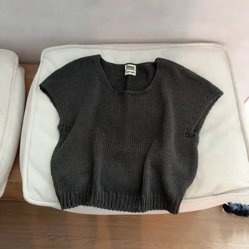 [BUNJANG] Ramage Backless Knit Top / 라마지 백리스 니트 차콜