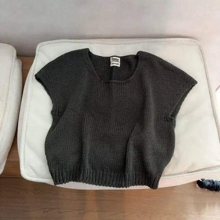 [BUNJANG] Ramage Backless Knit Top / 라마지 백리스 니트 차콜