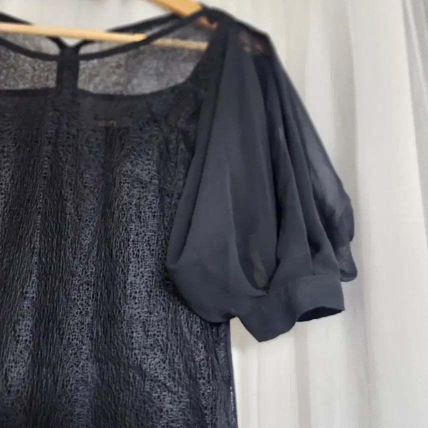 [BUNJANG] Zigot Black See-through Blouse / 지고트 블랙 시스루 블라우스