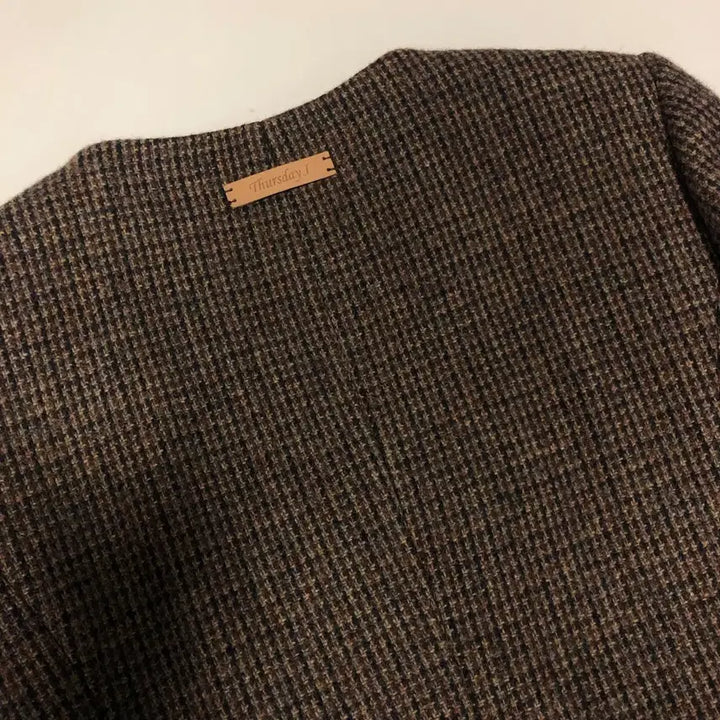 [BUNJANG] Thursday Island Check Elbow Patch Slim V-Neck Wool Jacket / 써스데이아일랜드 22년 울 자켓 체크 엘보패치 슬림 브이넥 코트 컨추리