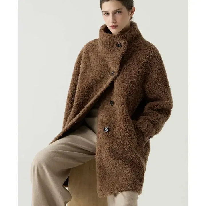 [BUNJANG] Dia Luce Australian Wool Coat - Brown / 디아루체 25년 호주산 리얼 양모100% 코트 뽀글 양털 브라운 66