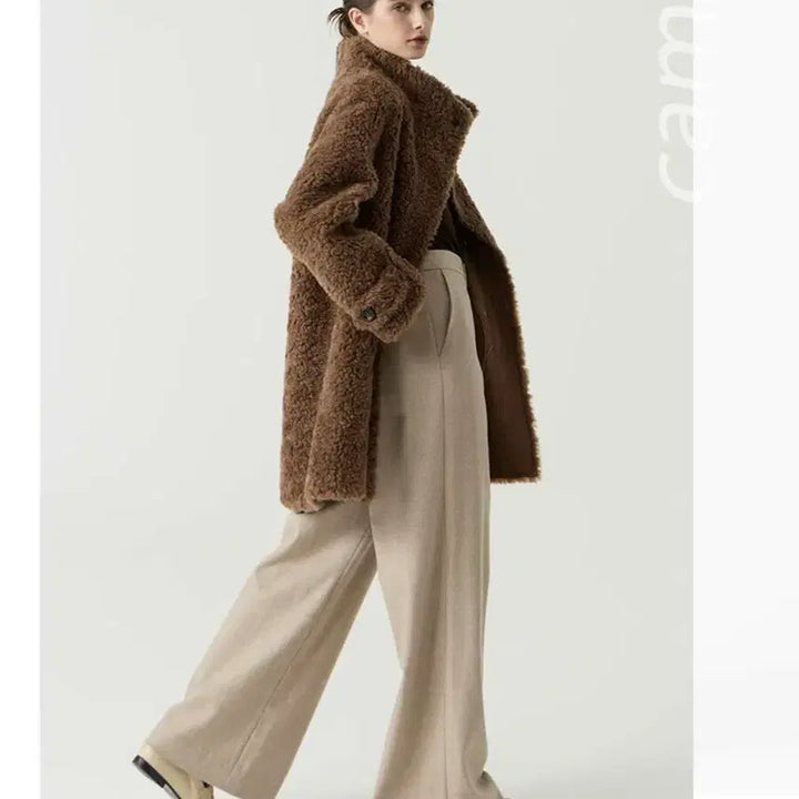 [BUNJANG] Dia Luce Australian Wool Coat - Brown / 디아루체 25년 호주산 리얼 양모100% 코트 뽀글 양털 브라운 66
