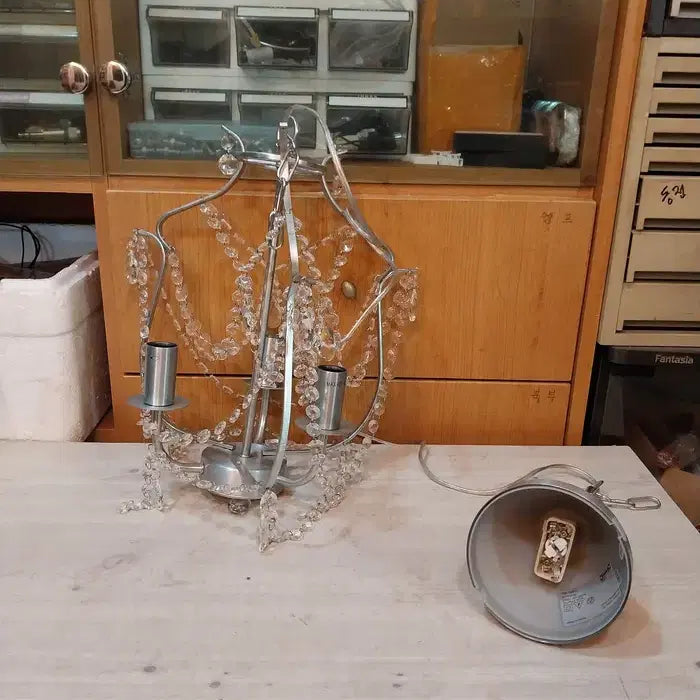 [BUNJANG] IKEA Chandelier with Crystal Decoration / 미사용 이케아 샹들리에/수정 재업