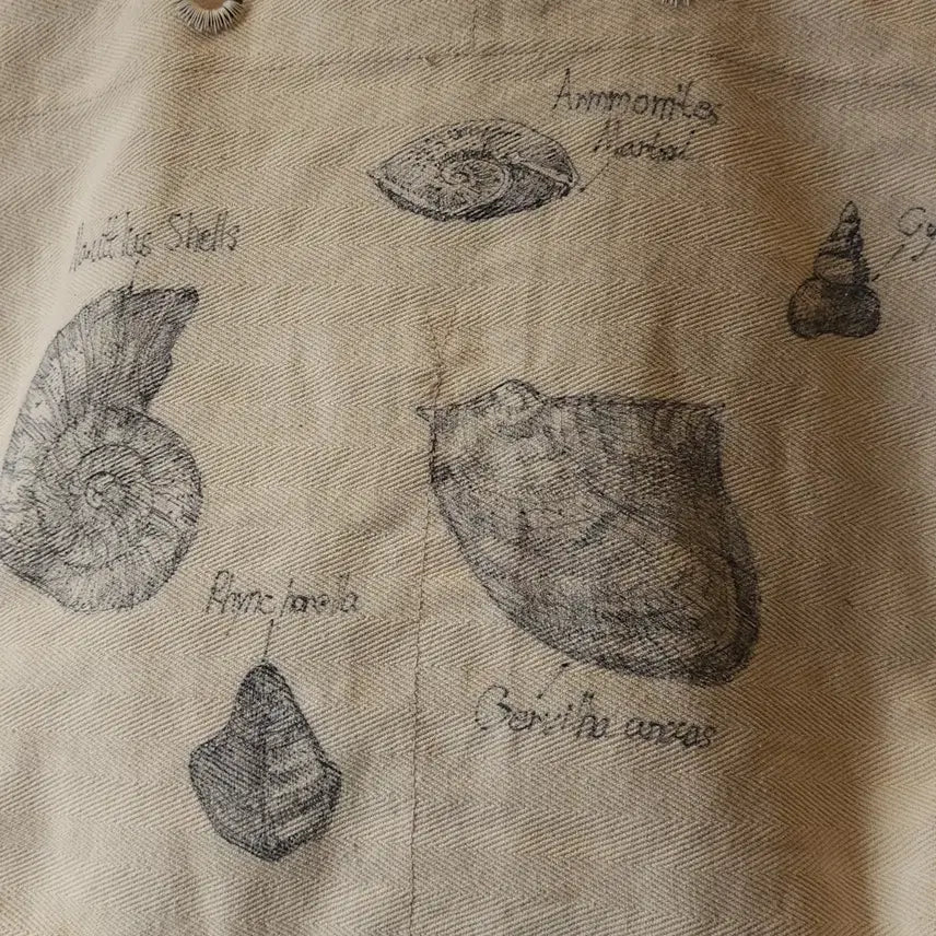 [BUNJANG] Hand-Drawn Shell Tote Bag / 핸드 드로잉 캔버스 토트백 빈티지 더플백 리메이크 화이트 쉘