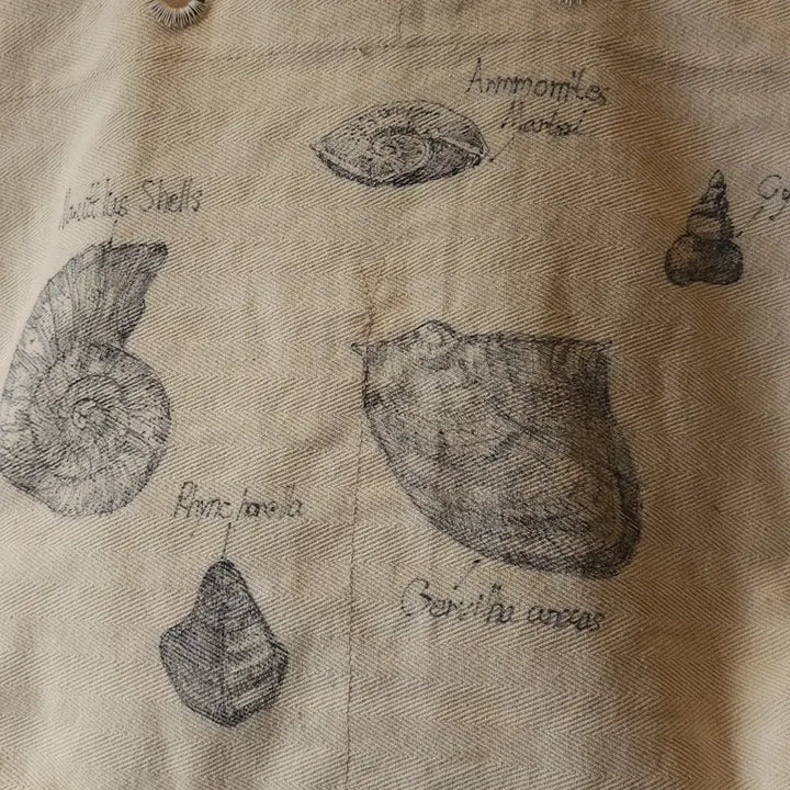 [BUNJANG] Hand-Drawn Shell Tote Bag / 핸드 드로잉 캔버스 토트백 빈티지 더플백 리메이크 화이트 쉘