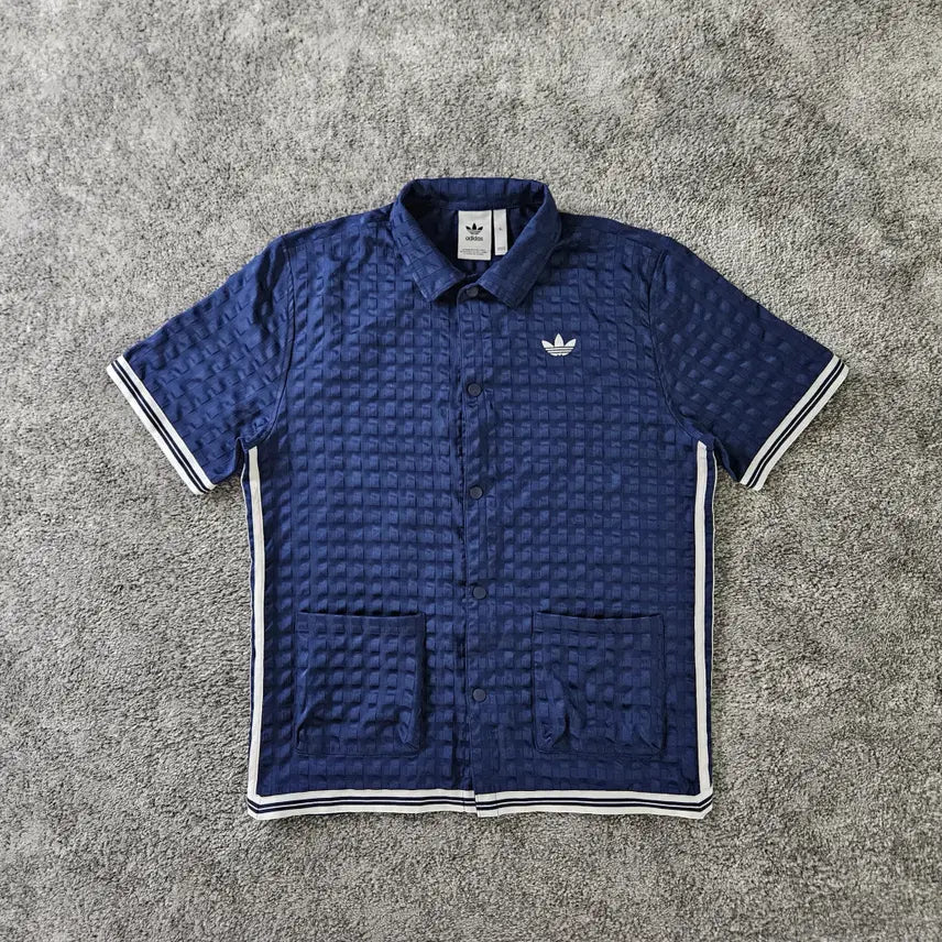 [BUNJANG] Adidas Checkered Pattern Snap Top / [무료배송] ADIDAS 반팔 스냅탑