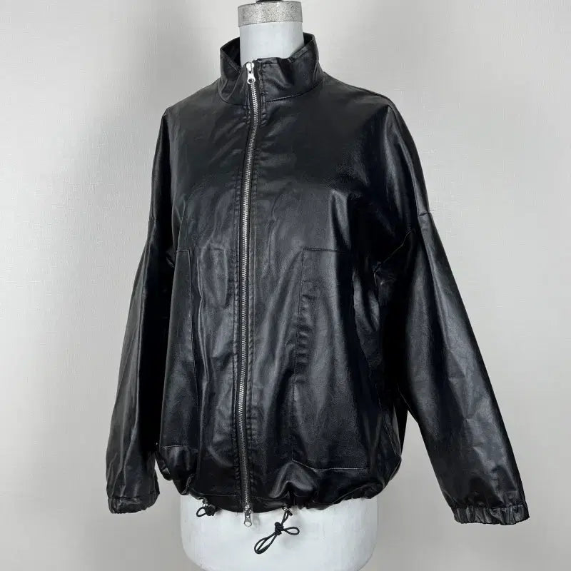 [BUNJANG] wished Black Faux Leather Jacket / wished/레자 블랙 자켓 점퍼 여S M/라덴