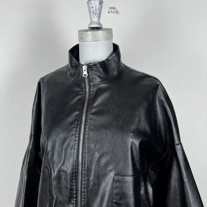 [BUNJANG] wished Black Faux Leather Jacket / wished/레자 블랙 자켓 점퍼 여S M/라덴