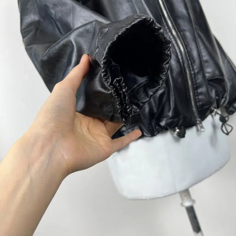 [BUNJANG] wished Black Faux Leather Jacket / wished/레자 블랙 자켓 점퍼 여S M/라덴